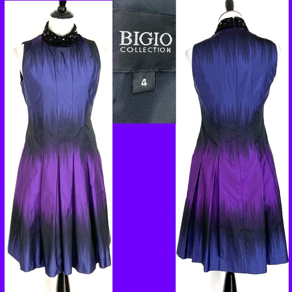 BIGIO Collection Ombre Fit & Flare Pleated Prom Party Dress Sz 4-6